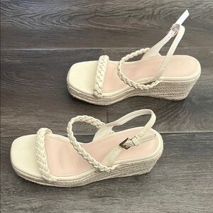 Chic Cream Espadrille Wedge Sandals